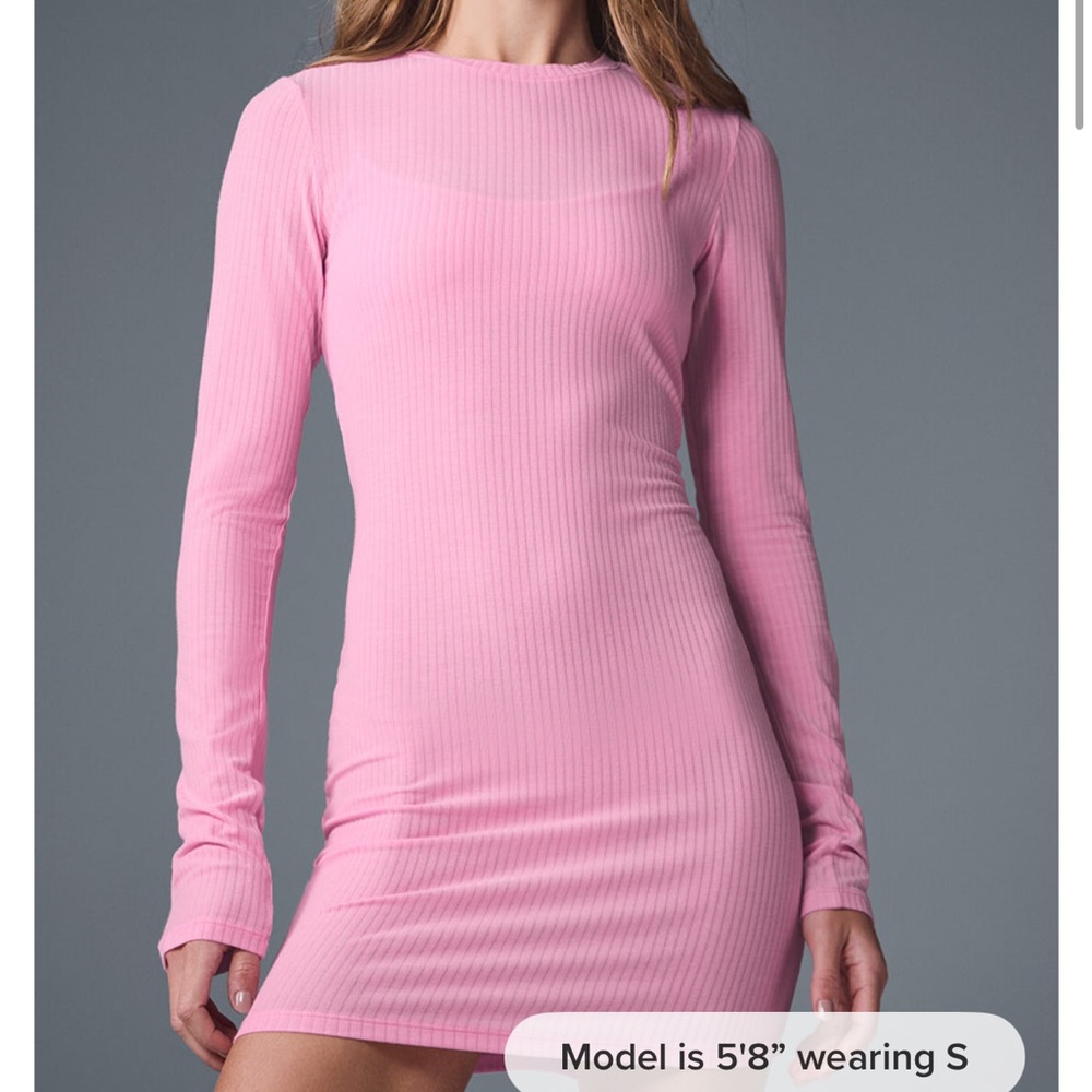 ALO Yoga Pink Ribbed Bodycon Dress